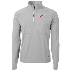 Cincinnati Reds Cutter & Buck Adapt Eco Knit Hybrid Recycled Quarter-Zip Pullover Jacket Gray