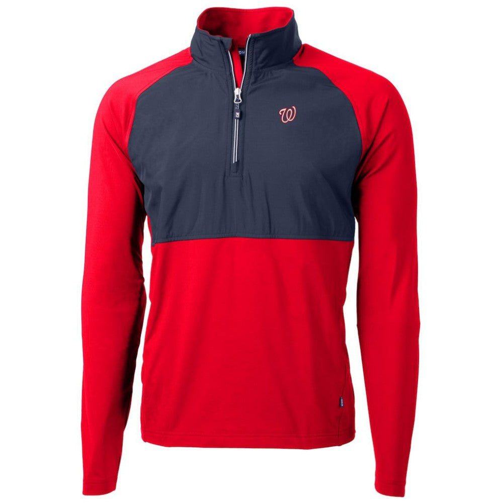 Washington Nationals Cutter & Buck Adapt Eco Knit Hybrid Recycled Quarter-Zip Pullover Jacket Red/Navy