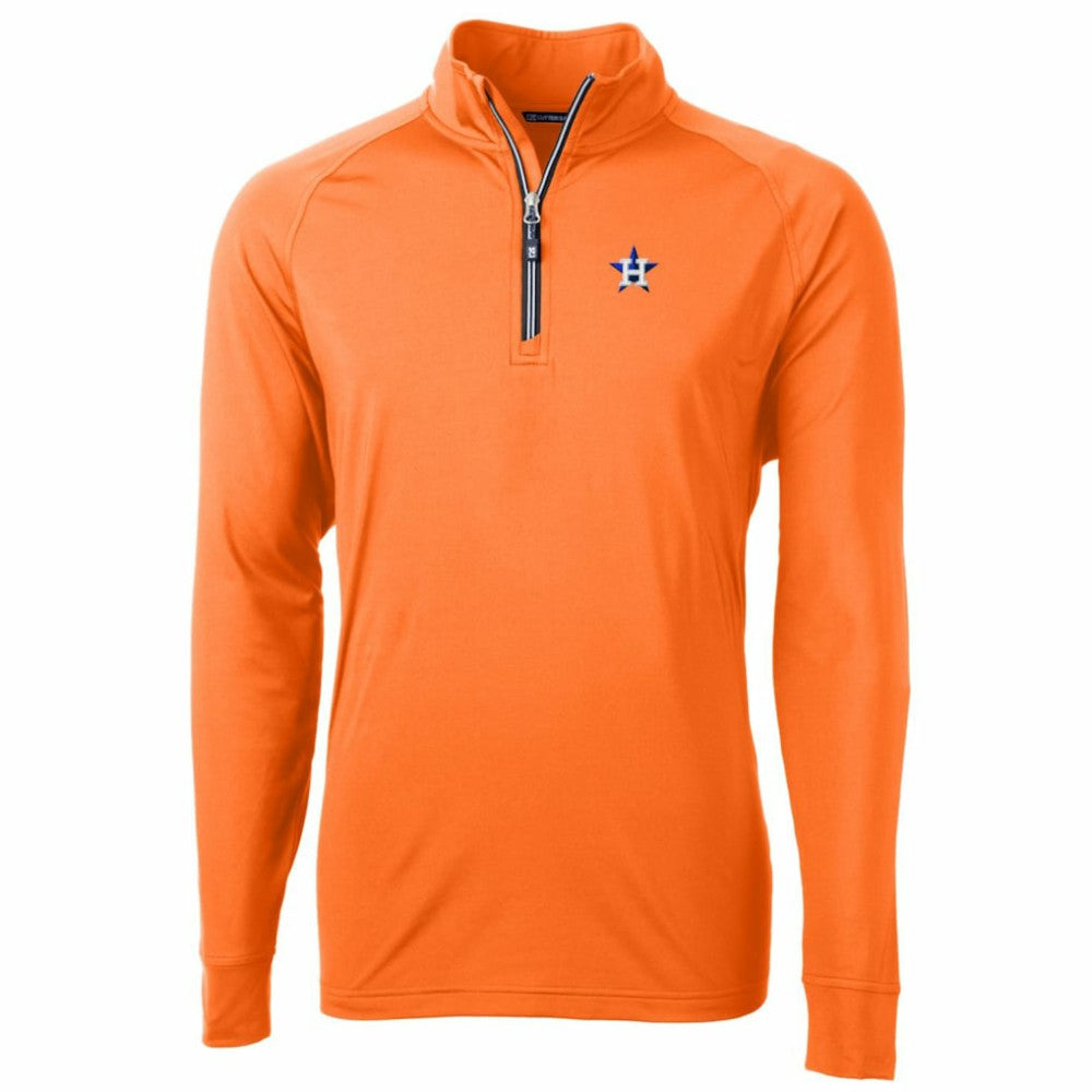 Houston Astros Cutter & Buck Adapt Eco Knit Stretch Recycled Quarter-Zip Pullover Jacket Orange