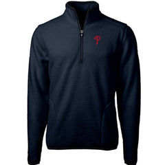 Philadelphia Phillies Cutter & Buck Cascade Eco Sherpa Fleece Quarter-Zip Pullover Jacket Navy