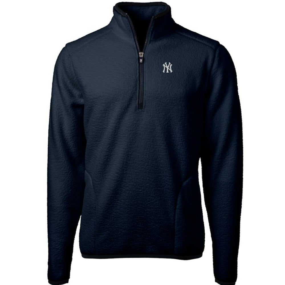 New York Yankees Cutter & Buck Cascade Eco Sherpa Fleece Quarter-Zip Pullover Jacket Navy