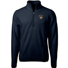 Milwaukee Brewers Cutter & Buck Cascade Eco Sherpa Fleece Quarter-Zip Pullover Jacket Navy