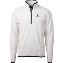 Atlanta Braves Cutter & Buck Cascade Eco Sherpa Fleece Quarter-Zip Pullover Jacket White/Navy