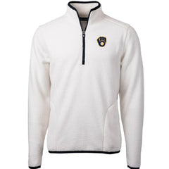 Milwaukee Brewers Cutter & Buck Cascade Eco Sherpa Fleece Quarter-Zip Pullover Jacket White/Navy