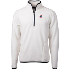 Chicago Cubs Cutter & Buck Cascade Eco Sherpa Fleece Quarter-Zip Pullover Jacket White/Navy