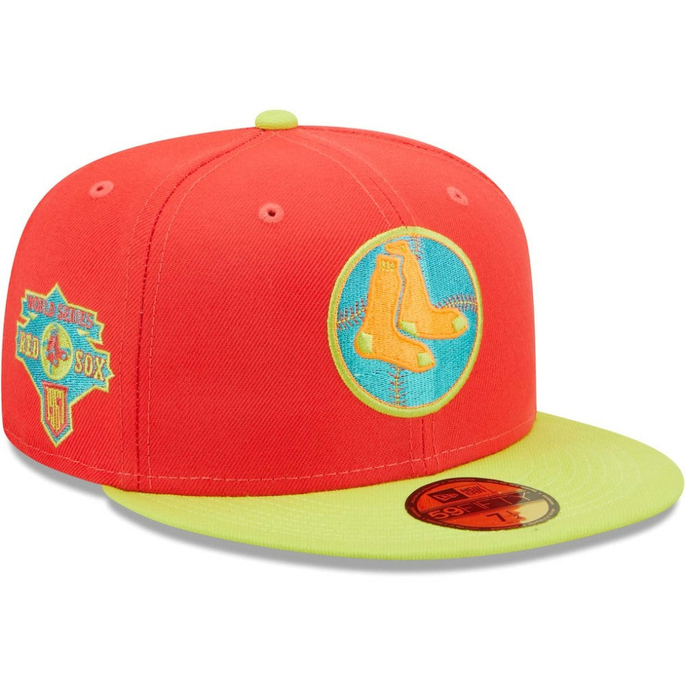 Boston Red Sox   Lava Highlighter Combo 59FIFTY Fitted Hat Red/Neon Green