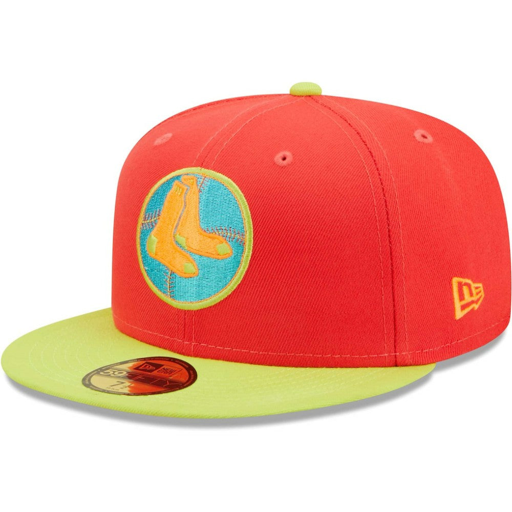 Boston Red Sox   Lava Highlighter Combo 59FIFTY Fitted Hat Red/Neon Green