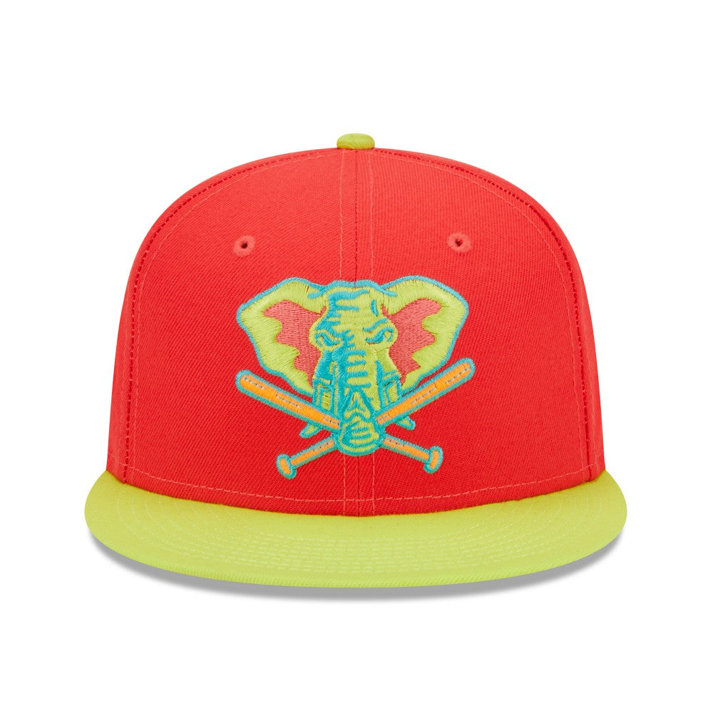 Athletics 40th Anniversary Lava Highlighter Combo 59FIFTY Fitted Hat Red/Neon Green