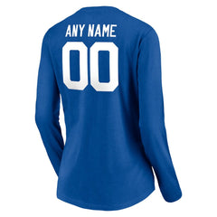 Indianapolis Colts Women's Team Authentic Personalized Name & Number Long Sleeve V-Neck T-Shirt - Royal on sale