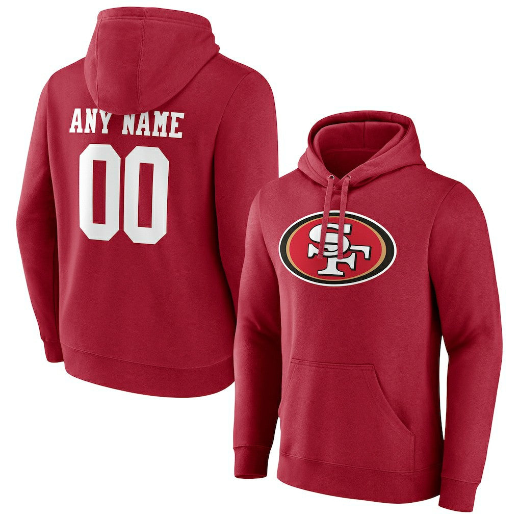 San Francisco 49ers Team Authentic Personalized Name & Number Pullover Hoodie - Scarlet for sale