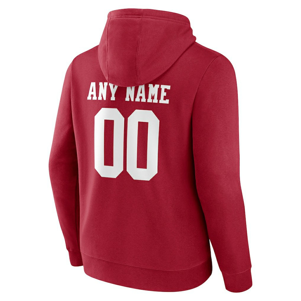 San Francisco 49ers Team Authentic Personalized Name & Number Pullover Hoodie - Scarlet for sale