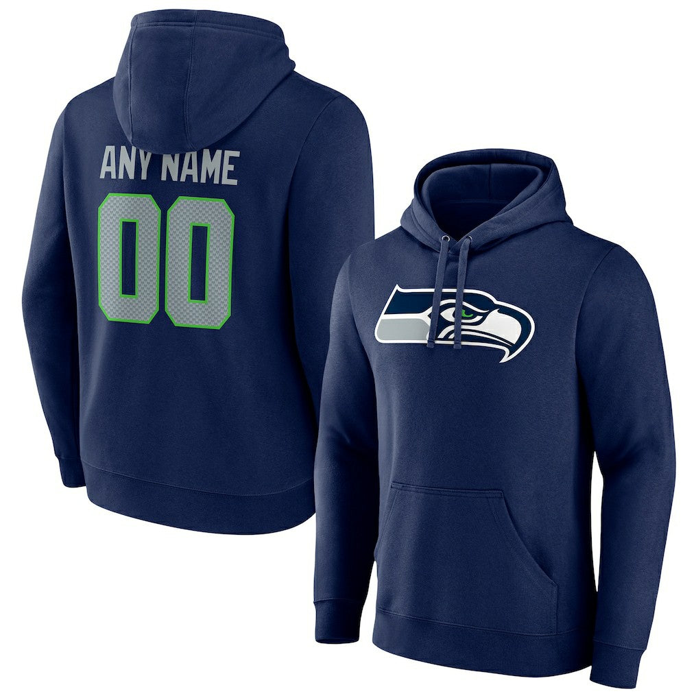 Seattle Seahawks Team Authentic Personalized Name & Number Pullover Hoodie - College Navy sale