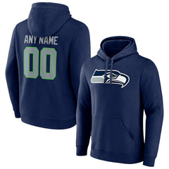 Seattle Seahawks Team Authentic Personalized Name & Number Pullover Hoodie - College Navy sale