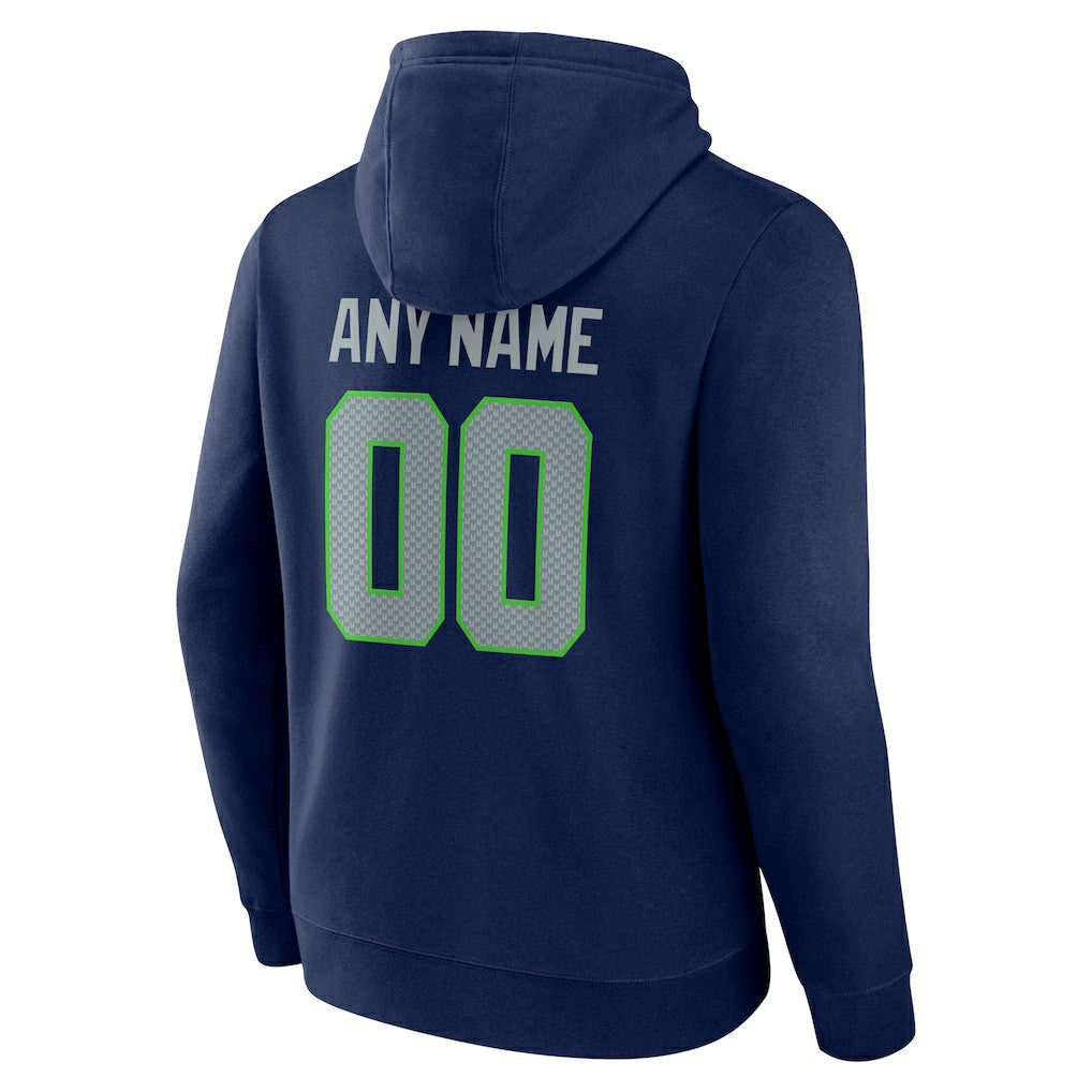 Seattle Seahawks Team Authentic Personalized Name & Number Pullover Hoodie - College Navy sale