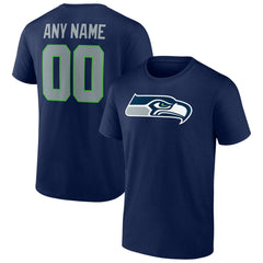 Seattle Seahawks Team Authentic Personalized Name & Number T-Shirt - College Navy cheap