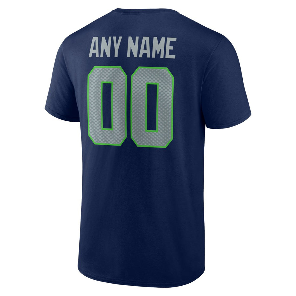 Seattle Seahawks Team Authentic Personalized Name & Number T-Shirt - College Navy cheap