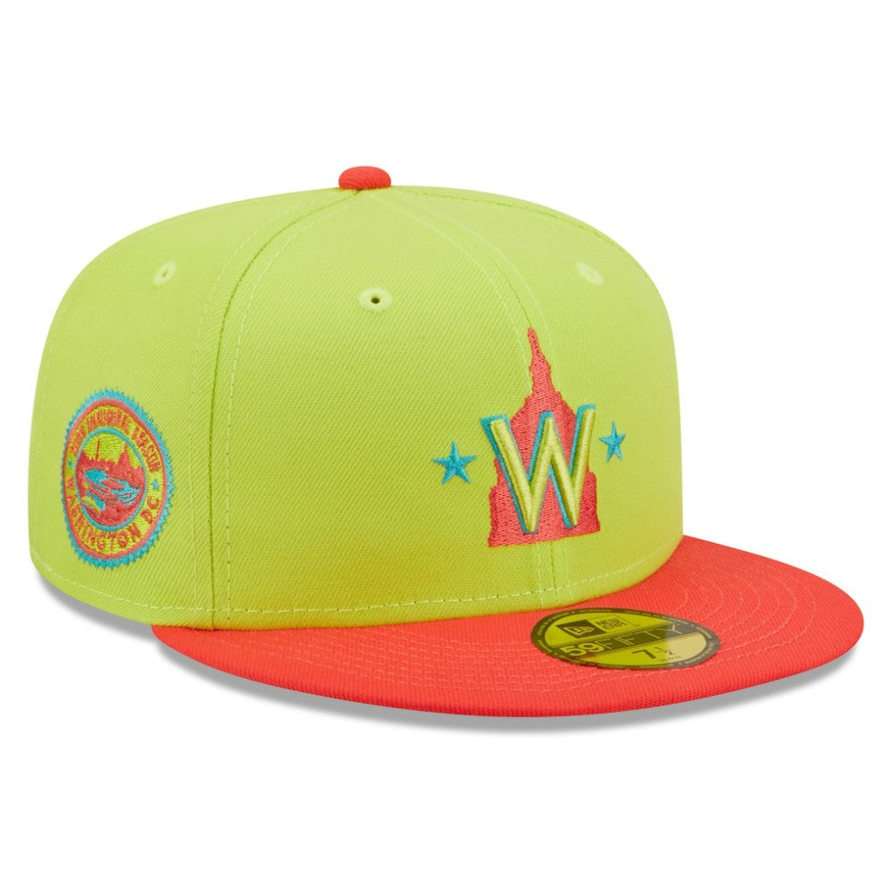 Washington Nationals 2008 Inaugural Season Cyber Highlighter 59FIFTY Fitted Hat Green/Red