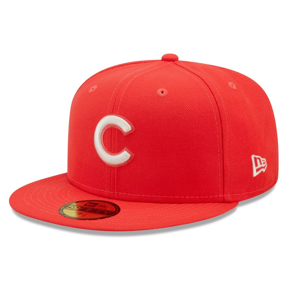 Chicago Cubs Lava Highlighter Logo 59FIFTY Fitted Hat Red
