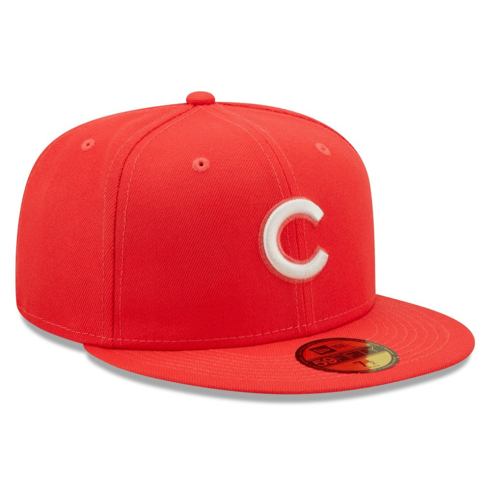 Chicago Cubs Lava Highlighter Logo 59FIFTY Fitted Hat Red