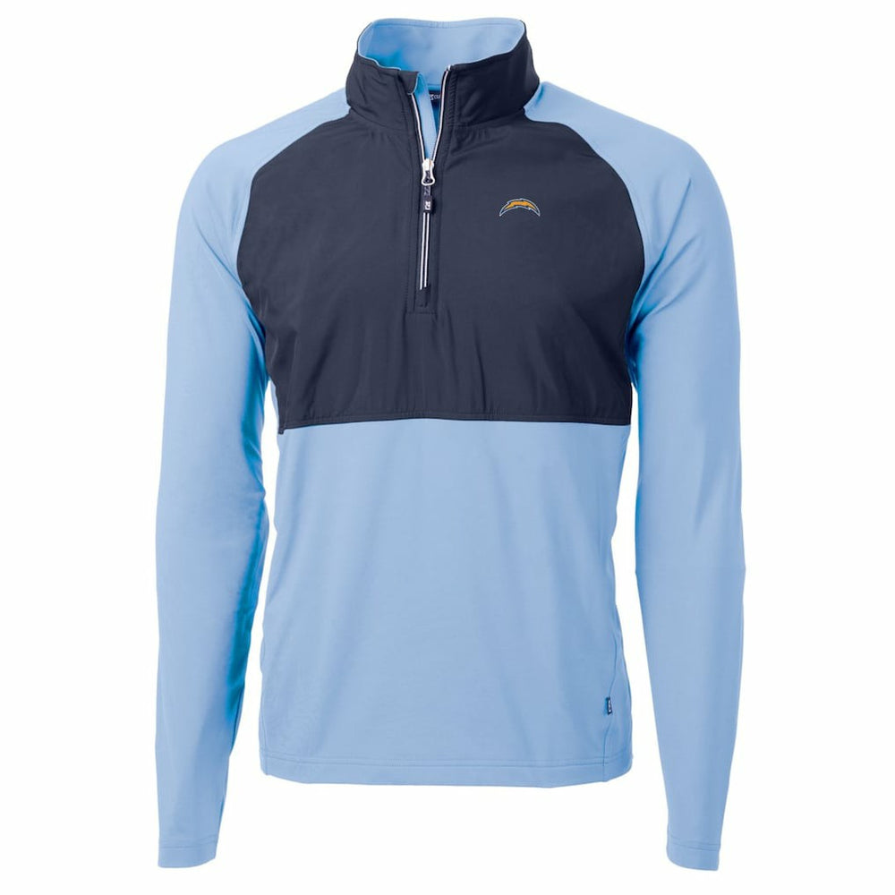 Los Angeles Chargers Cutter & Buck Adapt Eco Knit Hybrid Recycled Quarter-Zip Raglan Jacket - Navy/Powder Blue sale