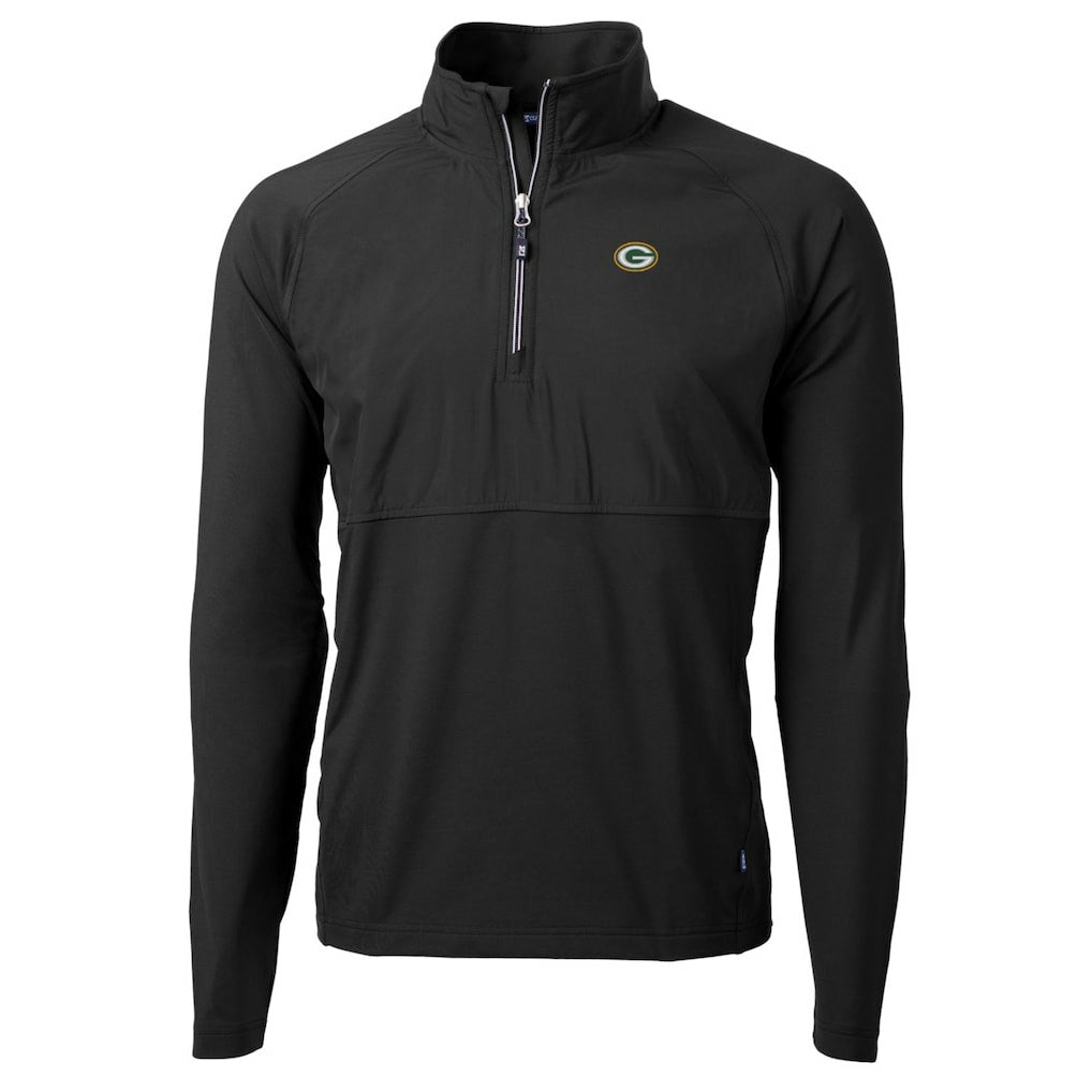 Green Bay Packers Cutter & Buck Adapt Eco Knit Hybrid Recycled Quarter-Zip Raglan Jacket - Black outlet