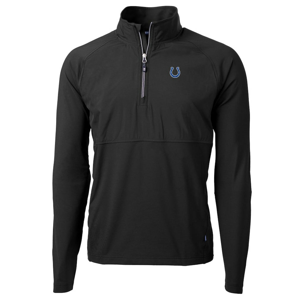 Indianapolis Colts Cutter & Buck Adapt Eco Knit Hybrid Recycled Quarter-Zip Raglan Jacket - Black on sale