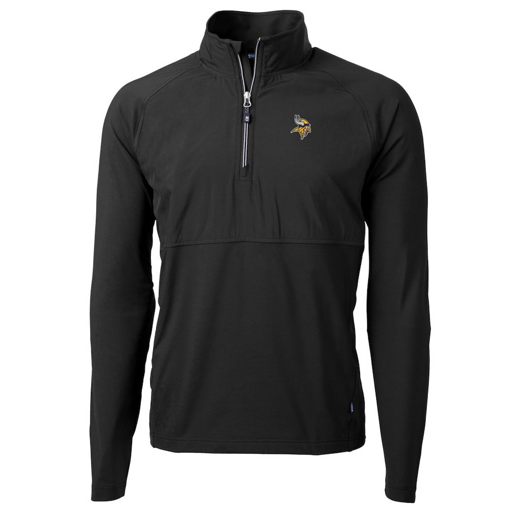 Minnesota Vikings Cutter & Buck Adapt Eco Knit Hybrid Recycled Quarter-Zip Raglan Jacket - Black outlet