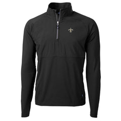 New Orleans Saints Cutter & Buck Adapt Eco Knit Hybrid Recycled Quarter-Zip Raglan Jacket - Black for sale