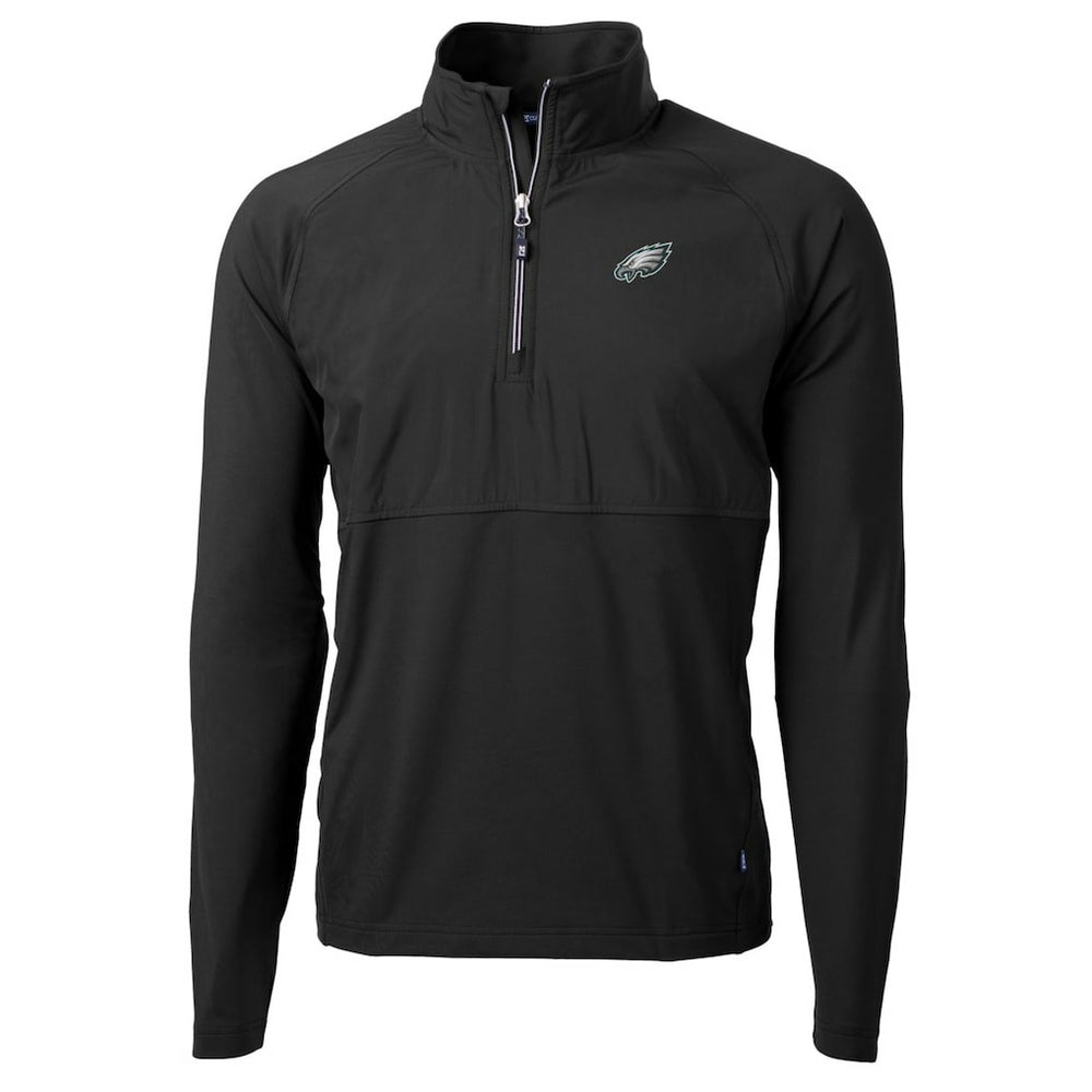 Philadelphia Eagles Cutter & Buck Adapt Eco Knit Hybrid Recycled Quarter-Zip Raglan Jacket - Black sale