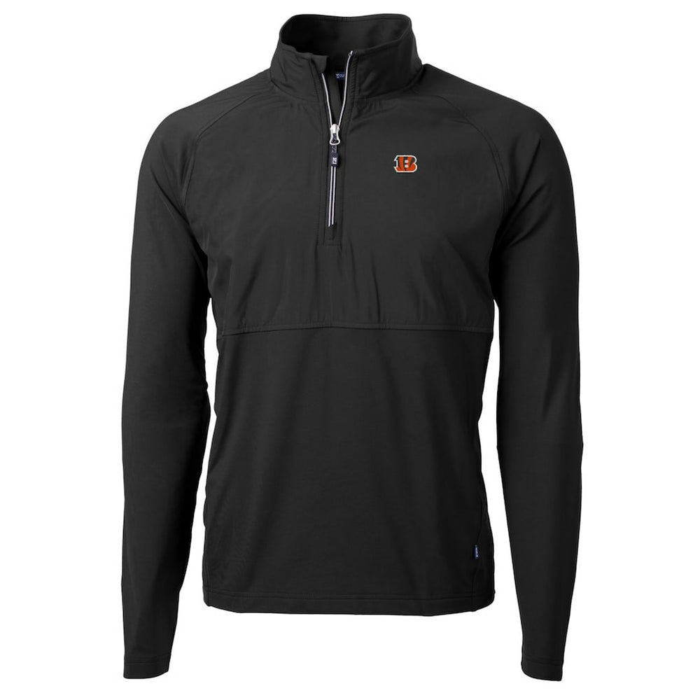 Cincinnati Bengals Cutter & Buck Adapt Eco Knit Hybrid Recycled Quarter-Zip Raglan Jacket - Black on sale