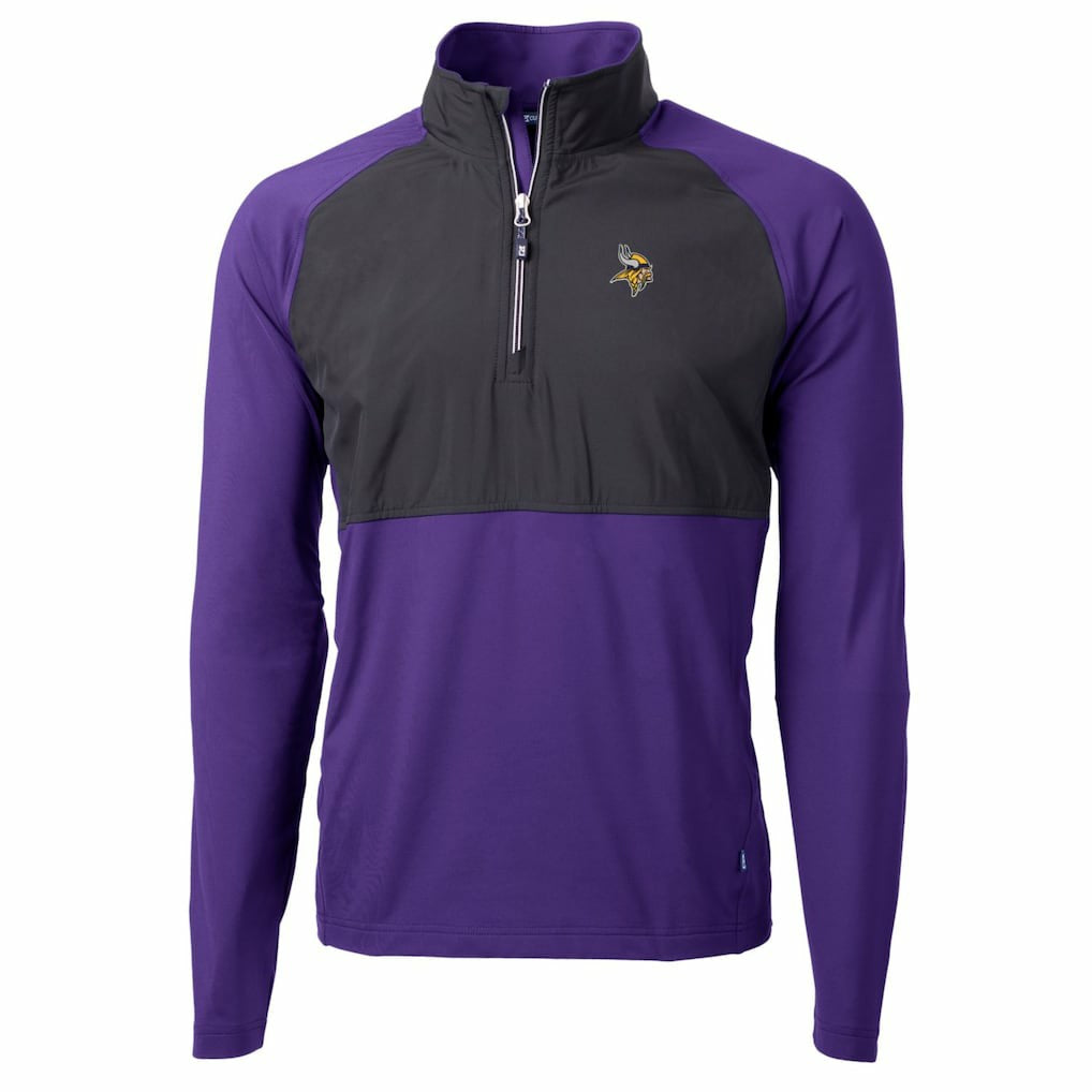 Minnesota Vikings Cutter & Buck Adapt Eco Knit Hybrid Recycled Quarter-Zip Raglan Jacket - Black/Purple online