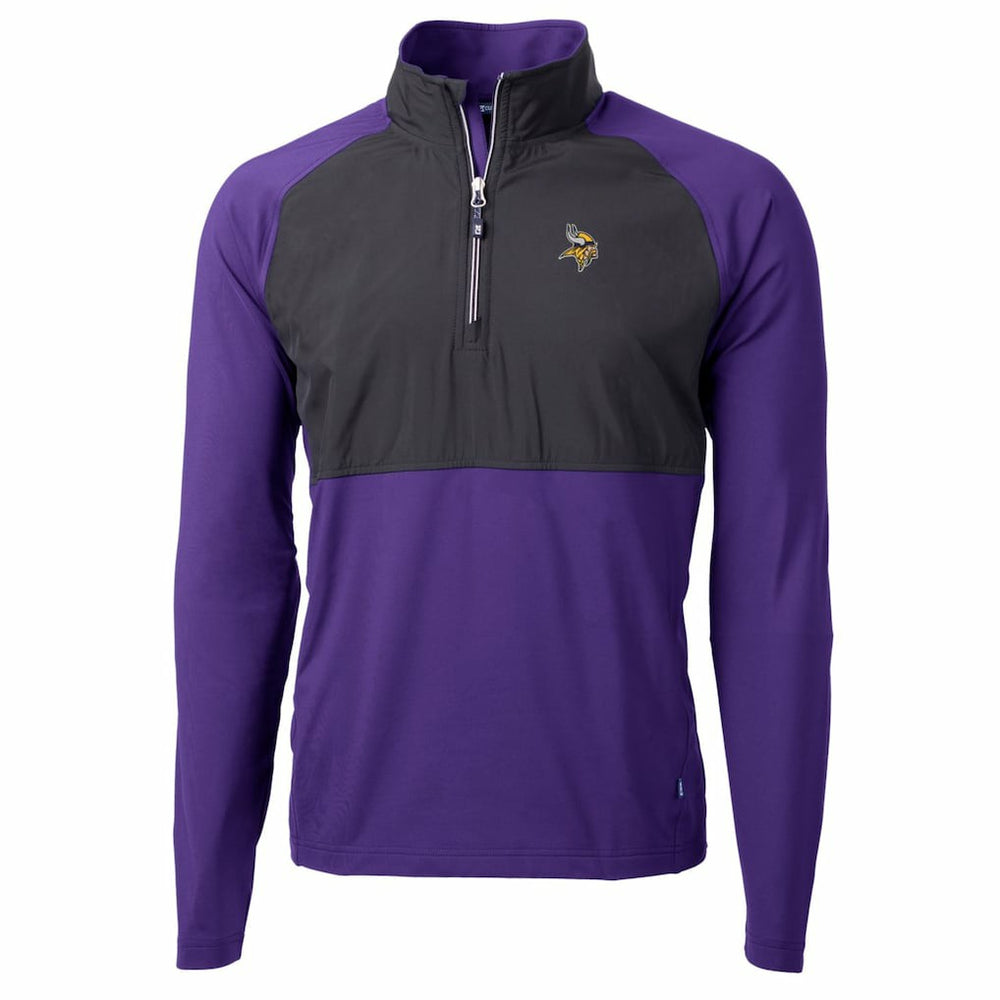 Minnesota Vikings Cutter & Buck Adapt Eco Knit Hybrid Recycled Quarter-Zip Raglan Jacket - Black/Purple online