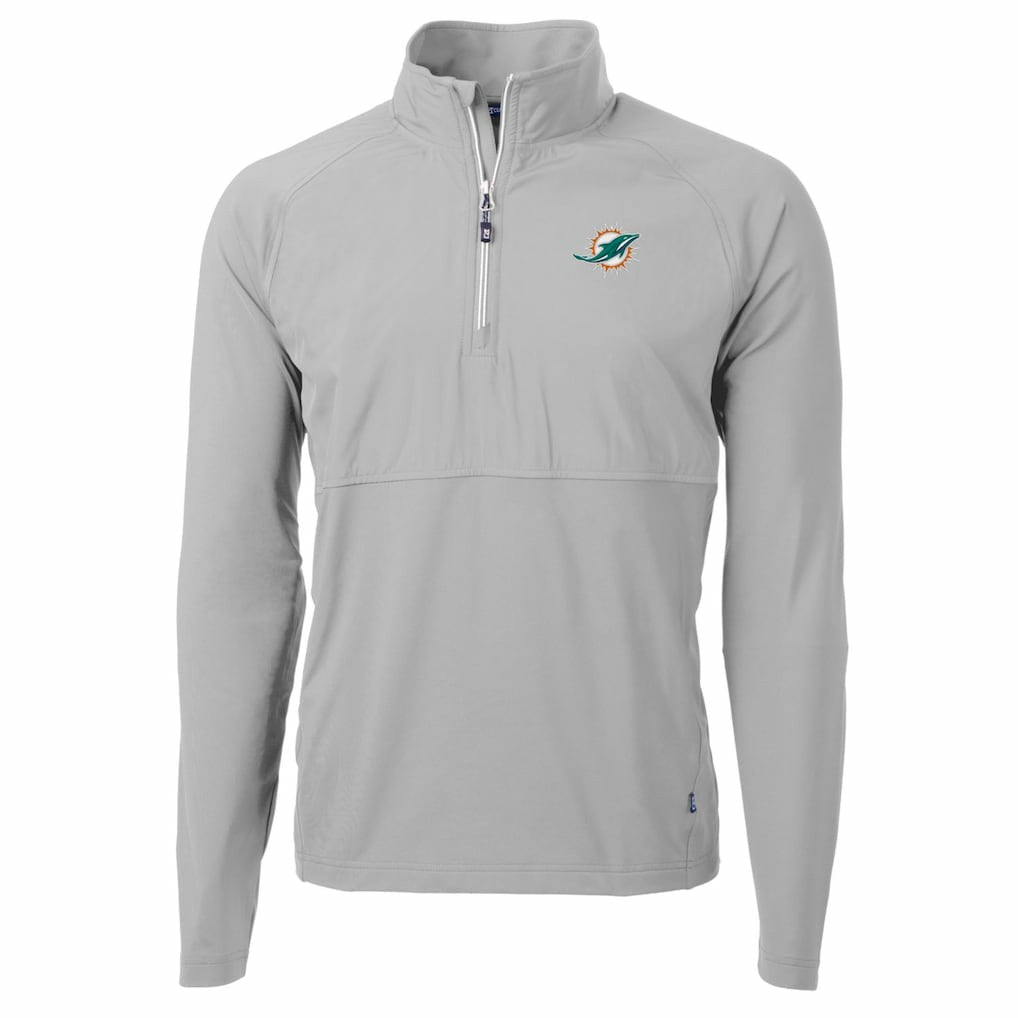 Miami Dolphins Cutter & Buck Adapt Eco Knit Hybrid Recycled Quarter-Zip Raglan Jacket - Gray online