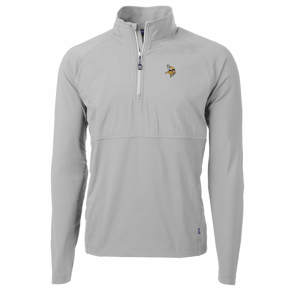 Minnesota Vikings Cutter & Buck Adapt Eco Knit Hybrid Recycled Quarter-Zip Raglan Jacket - Gray on sale