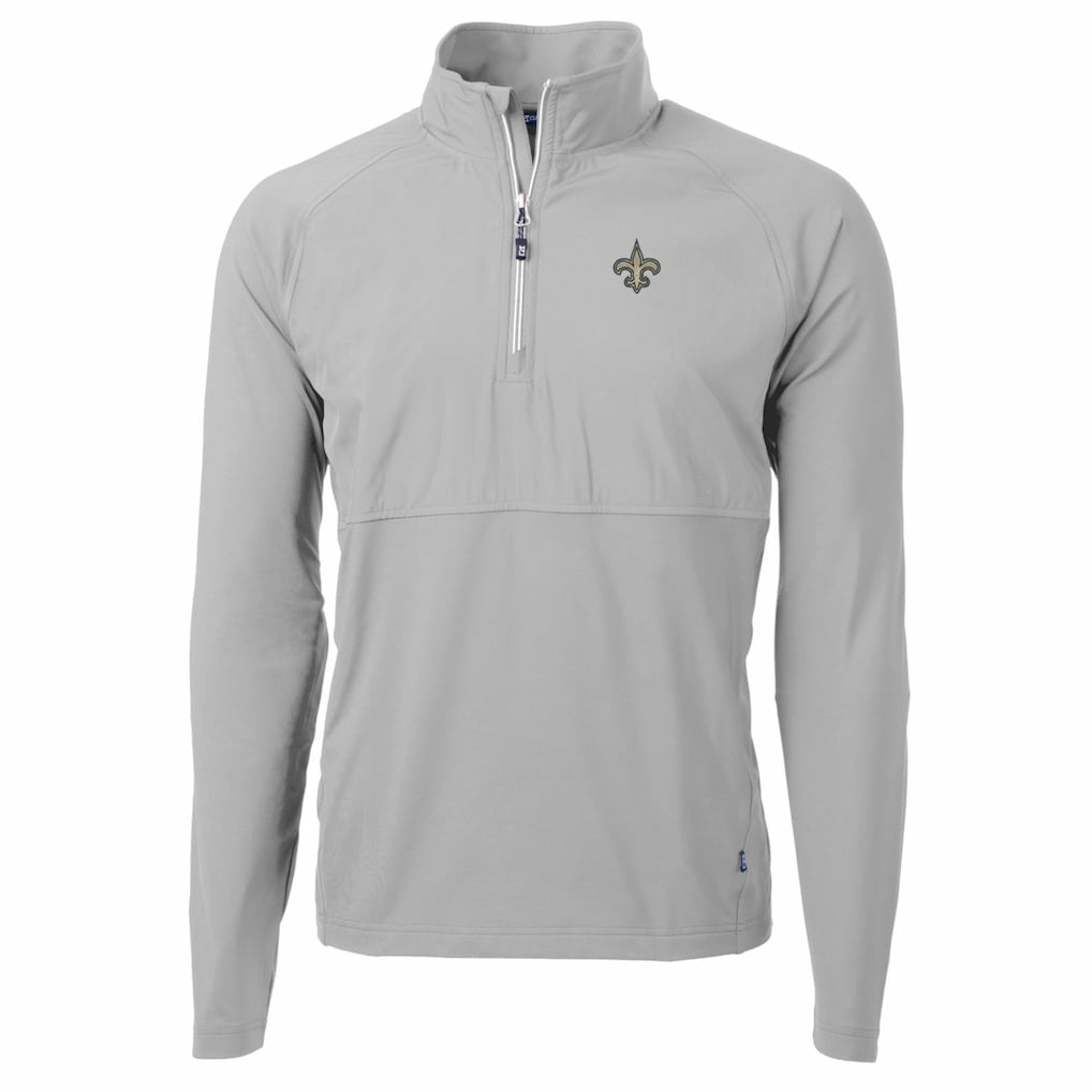 New Orleans Saints Cutter & Buck Adapt Eco Knit Hybrid Recycled Quarter-Zip Raglan Jacket - Gray sale