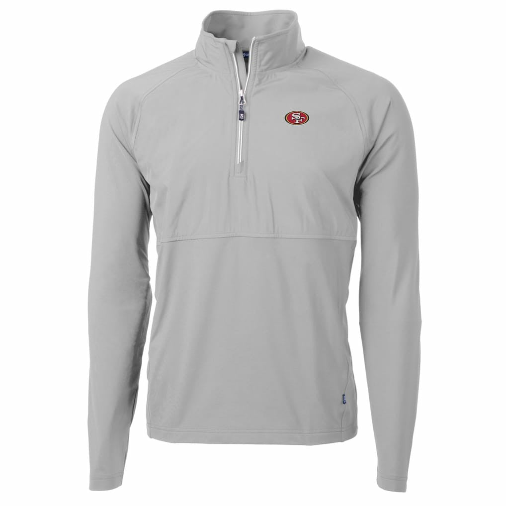San Francisco 49ers Cutter & Buck Adapt Eco Knit Hybrid Recycled Quarter-Zip Raglan Jacket - Gray cheap