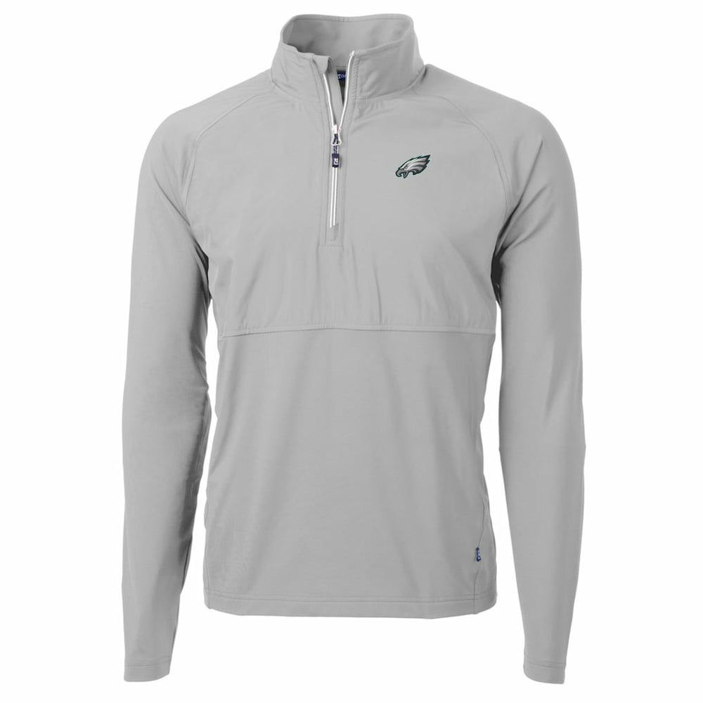 Philadelphia Eagles Cutter & Buck Adapt Eco Knit Hybrid Recycled Quarter-Zip Raglan Jacket - Gray on sale