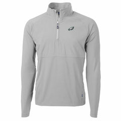 Philadelphia Eagles Cutter & Buck Adapt Eco Knit Hybrid Recycled Quarter-Zip Raglan Jacket - Gray on sale