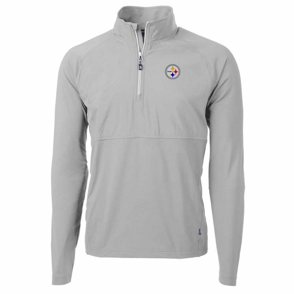 Pittsburgh Steelers Cutter & Buck Adapt Eco Knit Hybrid Recycled Quarter-Zip Raglan Jacket - Gray on sale