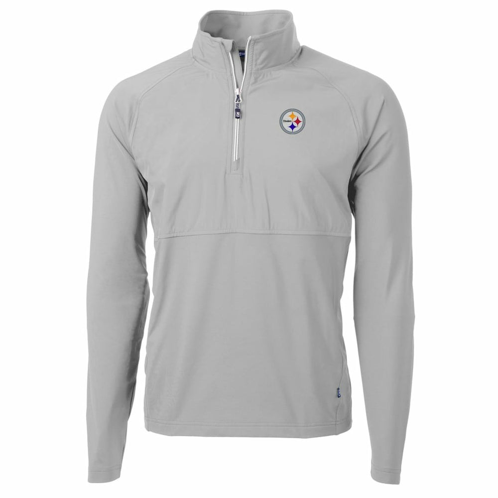Pittsburgh Steelers Cutter & Buck Adapt Eco Knit Hybrid Recycled Quarter-Zip Raglan Jacket - Gray on sale