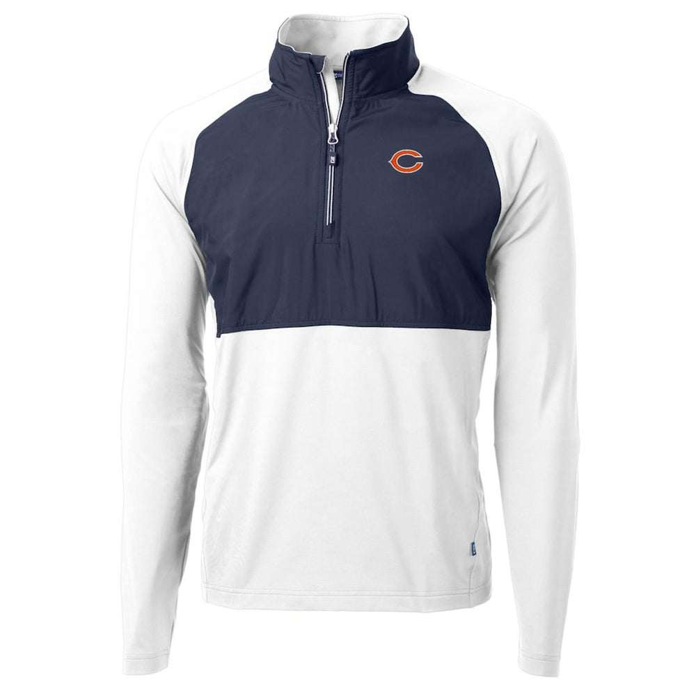 Chicago Bears Cutter & Buck Adapt Eco Knit Hybrid Recycled Quarter-Zip Raglan Jacket - Navy/White cheap