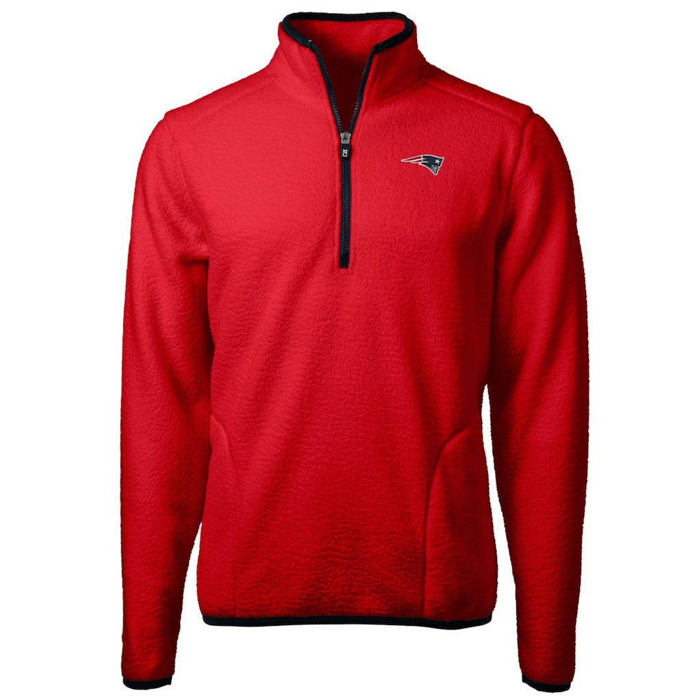 New England Patriots Cutter & Buck Cascade Eco Sherpa Fleece Quarter-Zip Pullover Jacket - Red on sale
