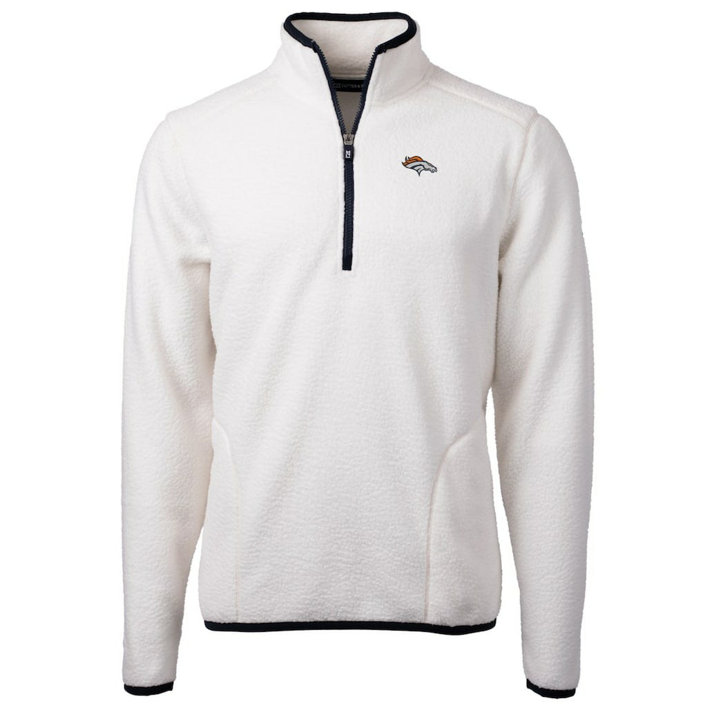 Denver Broncos Cutter & Buck Cascade Eco Sherpa Fleece Quarter-Zip Pullover Jacket - White for sale