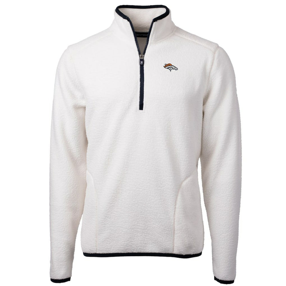 Denver Broncos Cutter & Buck Cascade Eco Sherpa Fleece Quarter-Zip Pullover Jacket - White for sale