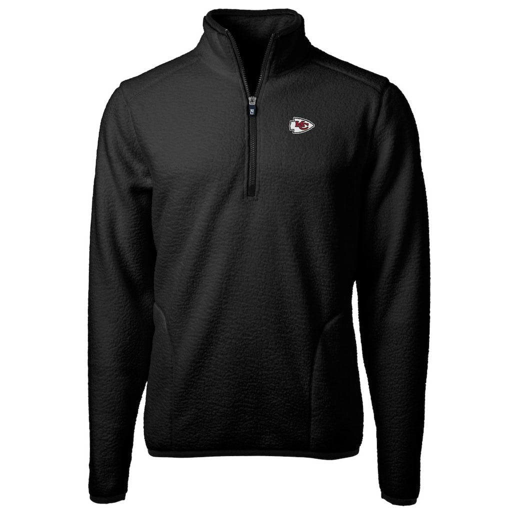 Kansas City Chiefs Cutter & Buck Big & Tall Cascade Eco Sherpa Fleece Quarter-Zip Pullover Jacket - Black discount