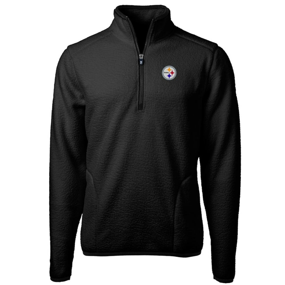 Pittsburgh Steelers Cutter & Buck Big & Tall Cascade Eco Sherpa Fleece Quarter-Zip Pullover Jacket - Black discount