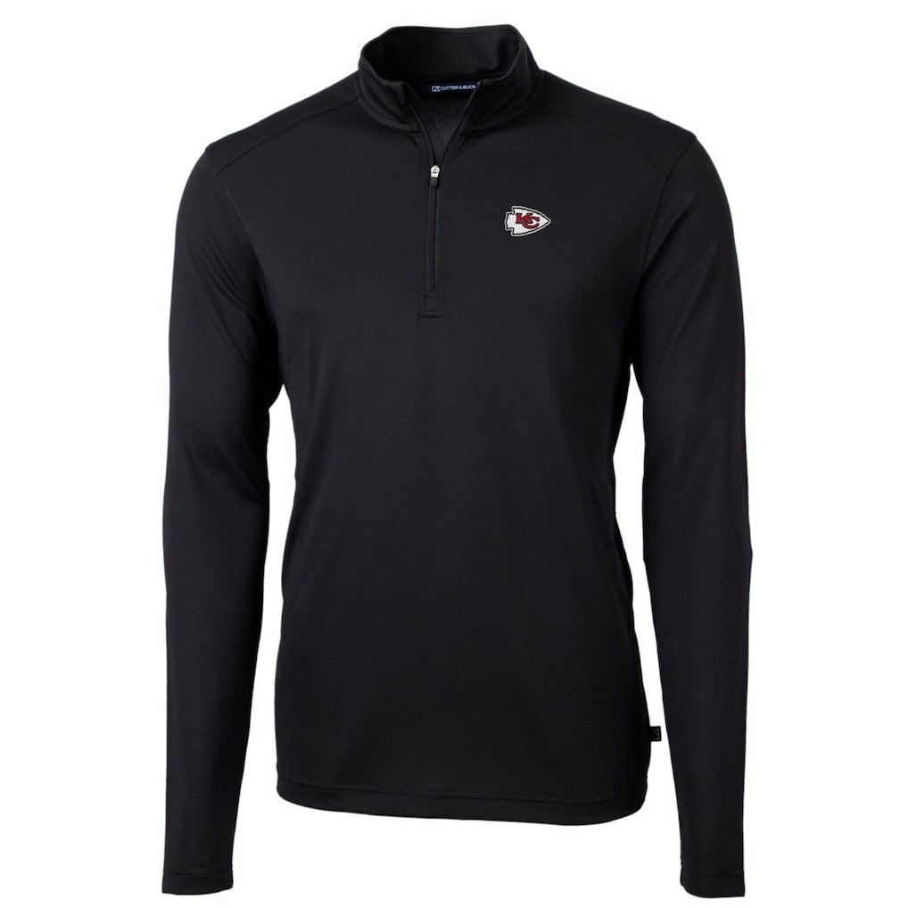 Kansas City Chiefs Cutter & Buck Big & Tall Virtue Eco Pique Quarter-Zip Pullover Jacket - Black outlet