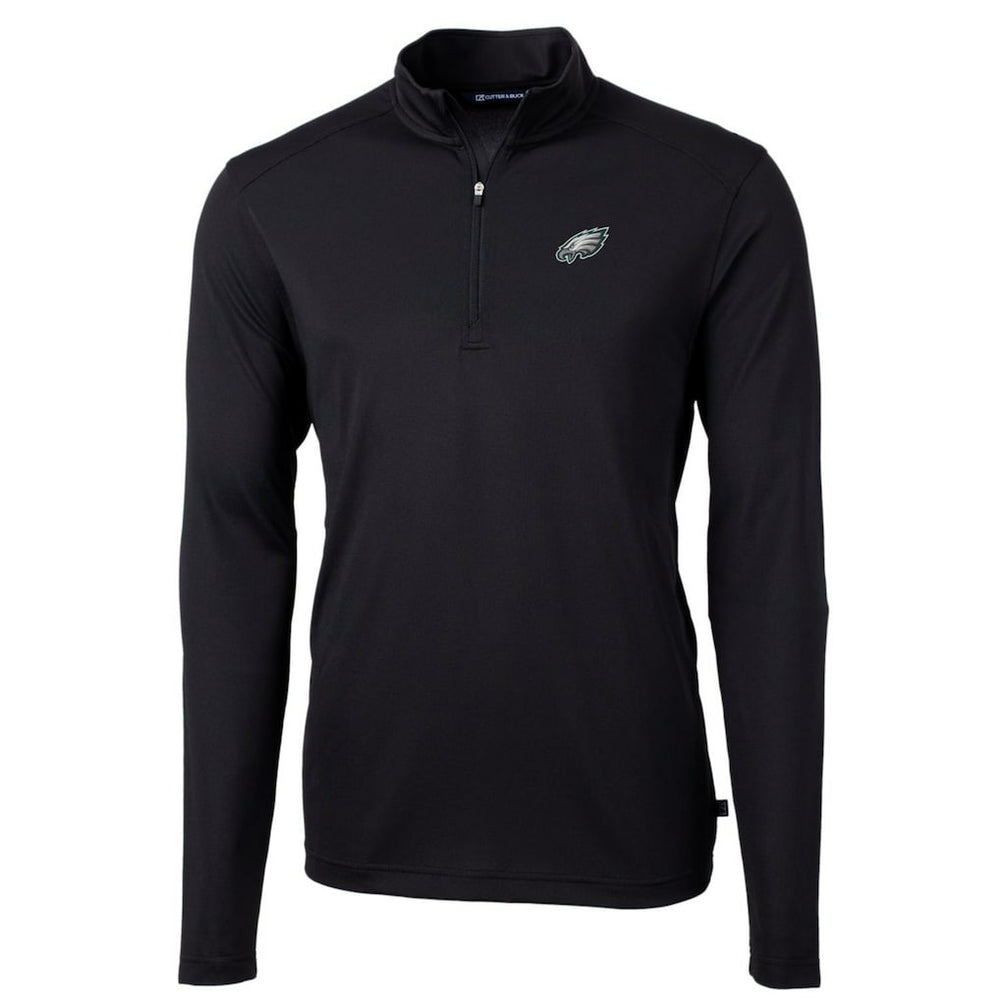 Philadelphia Eagles Cutter & Buck Big & Tall Virtue Eco Pique Quarter-Zip Pullover Jacket - Black on sale
