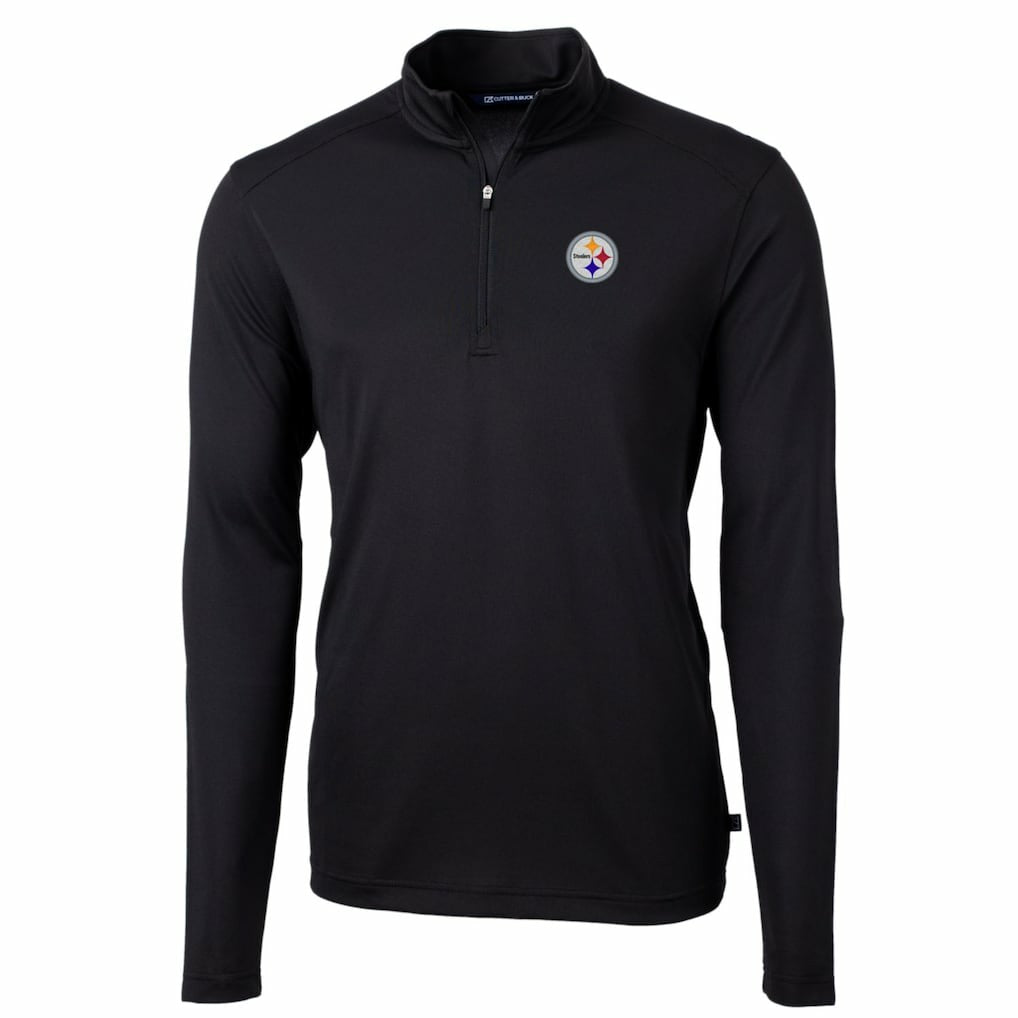 Pittsburgh Steelers Cutter & Buck Big & Tall Virtue Eco Pique Quarter-Zip Pullover Jacket - Black discount