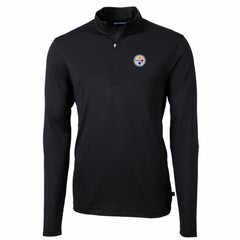 Pittsburgh Steelers Cutter & Buck Big & Tall Virtue Eco Pique Quarter-Zip Pullover Jacket - Black discount